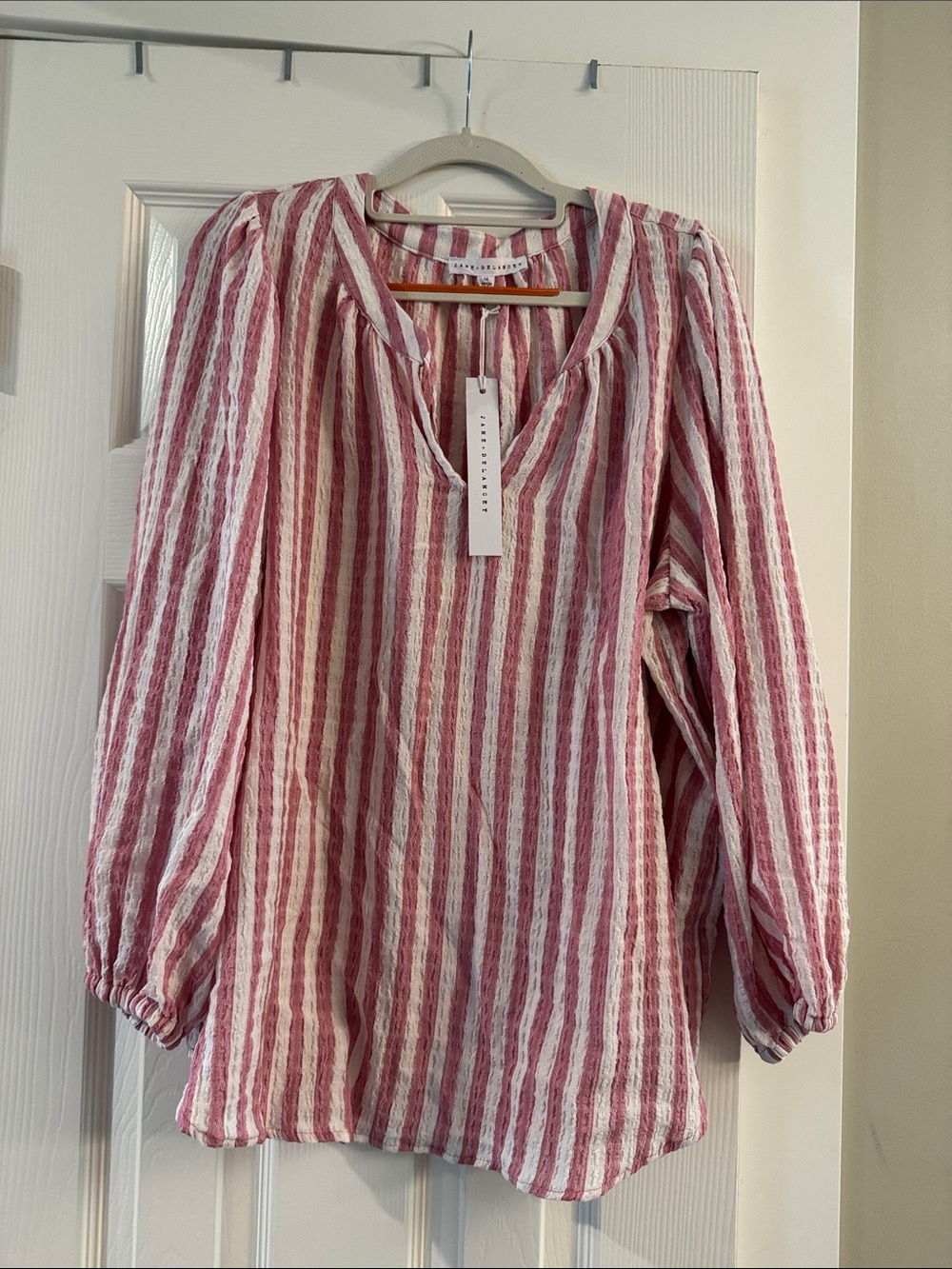 Jane and Delancey Rose and White Striped Peasant Tunic